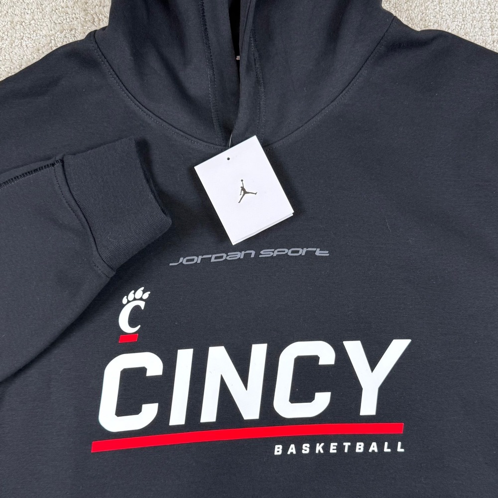 NEW Nike Air Jordan Men Medium Cincinnati Bearcats Basketball Cincy Black Hoodie